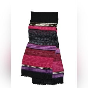 Bright Multicolor Lightweight Scarf W/Fringe